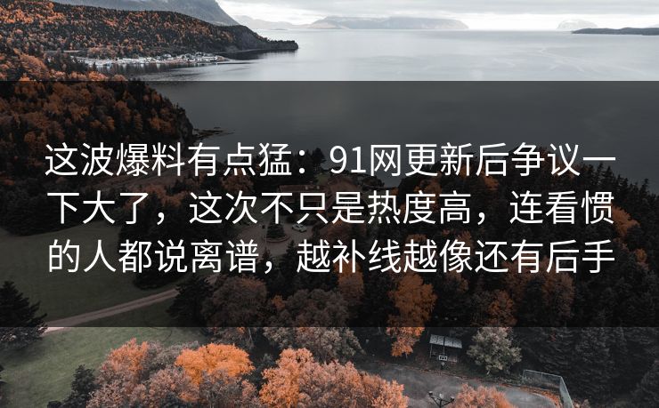 这波爆料有点猛：91网更新后争议一下大了，这次不只是热度高，连看惯的人都说离谱，越补线越像还有后手