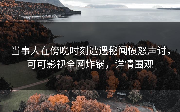 当事人在傍晚时刻遭遇秘闻愤怒声讨，可可影视全网炸锅，详情围观