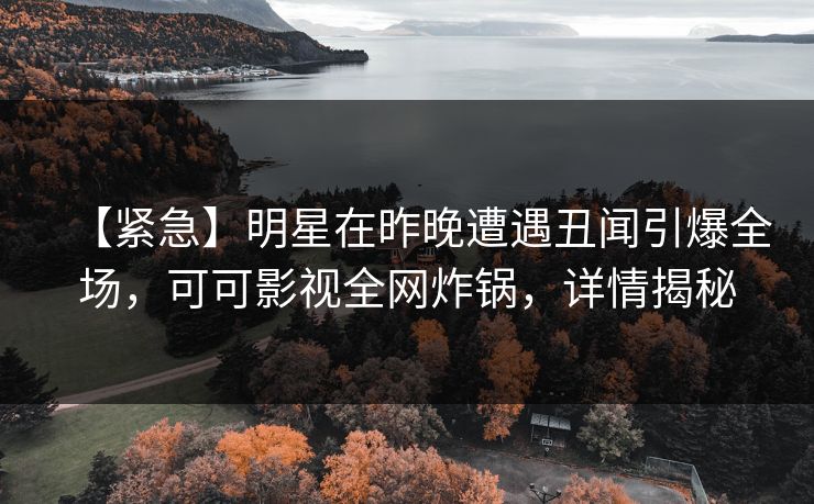 【紧急】明星在昨晚遭遇丑闻引爆全场，可可影视全网炸锅，详情揭秘